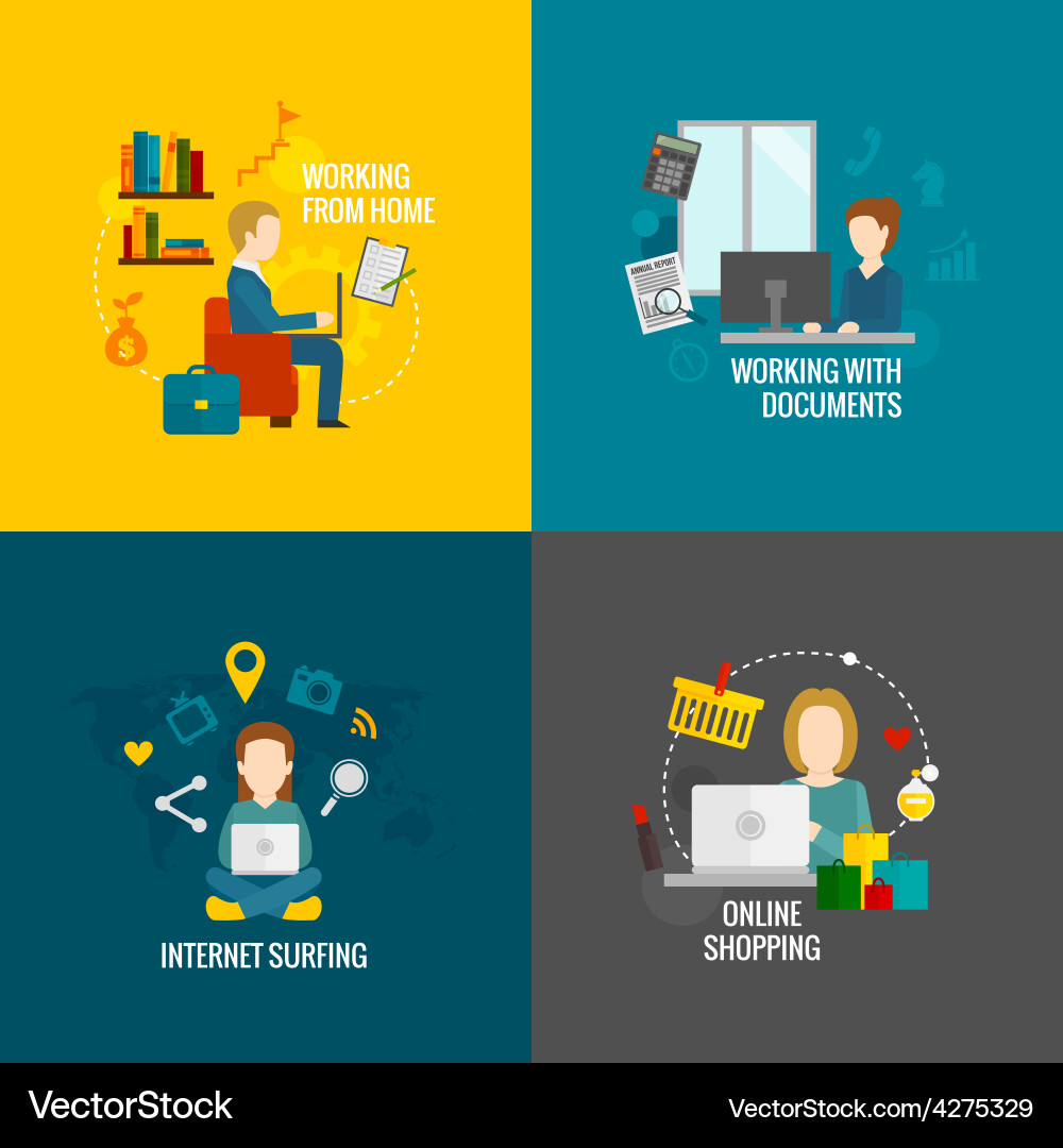 Working People on Computers vector image