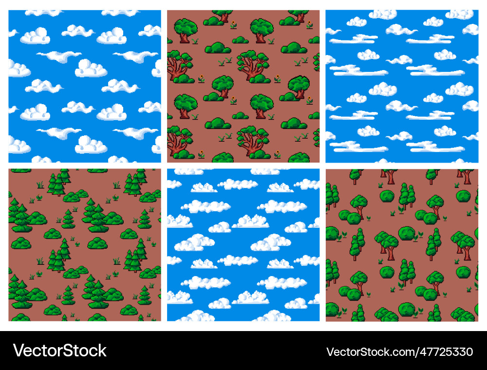 Background decoration with pixel game elements Vector Image