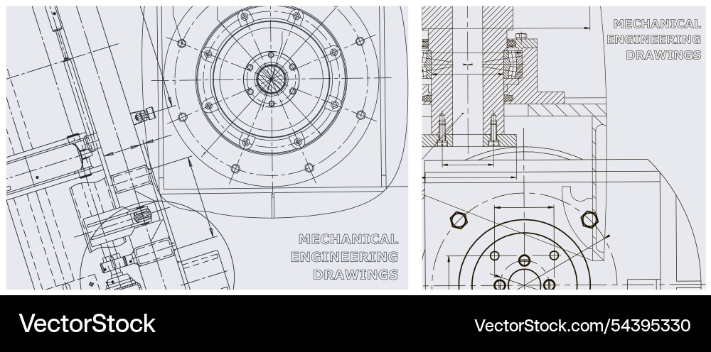 Blueprint set engine line drawing Blueprint set engine line drawing vector image