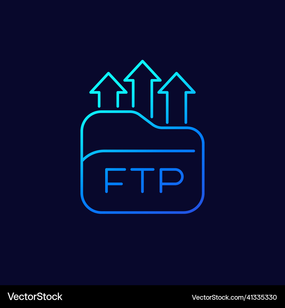 Ftp line icon upload to server Vector Image