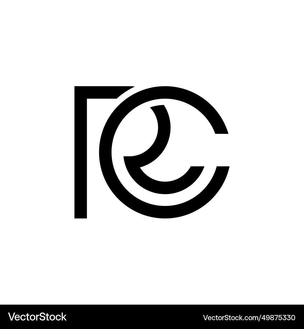 Letter rc initial with line art rounded shape Letter rc initial with line art rounded shape Vector Image