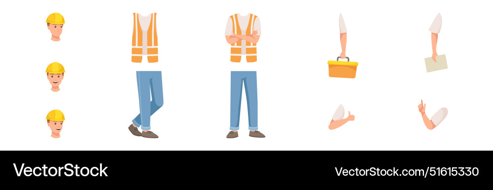 Man builder character constructor with body part Man builder character constructor with body part vector image