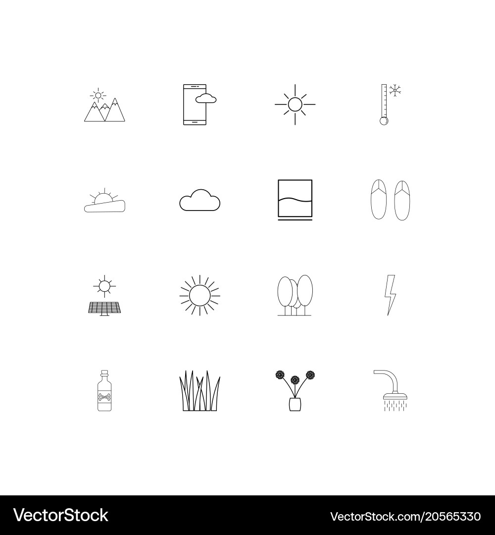 Nature simple linear icons set outlined Vector Image