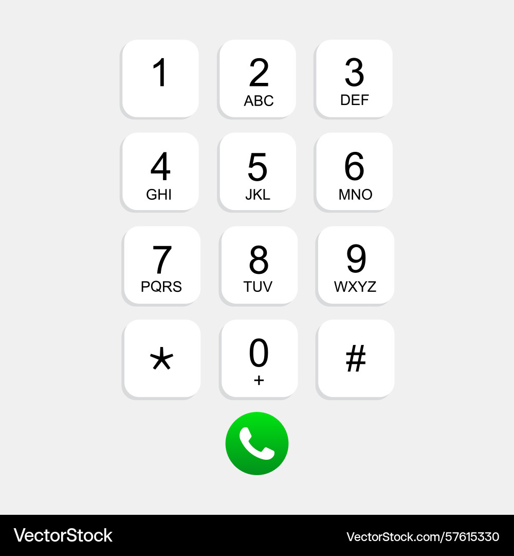 Phone keypad with call button vector image