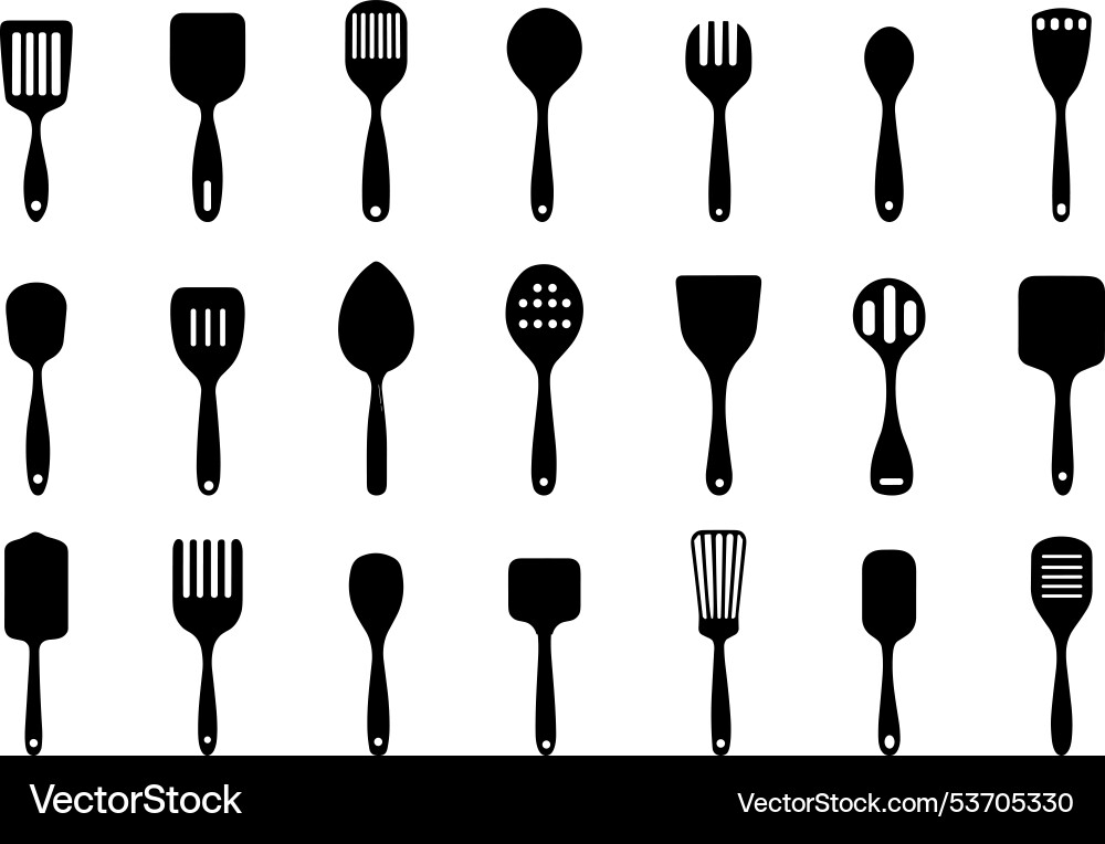 Spatula silhouette black icons barbecue or bbq Vector Image