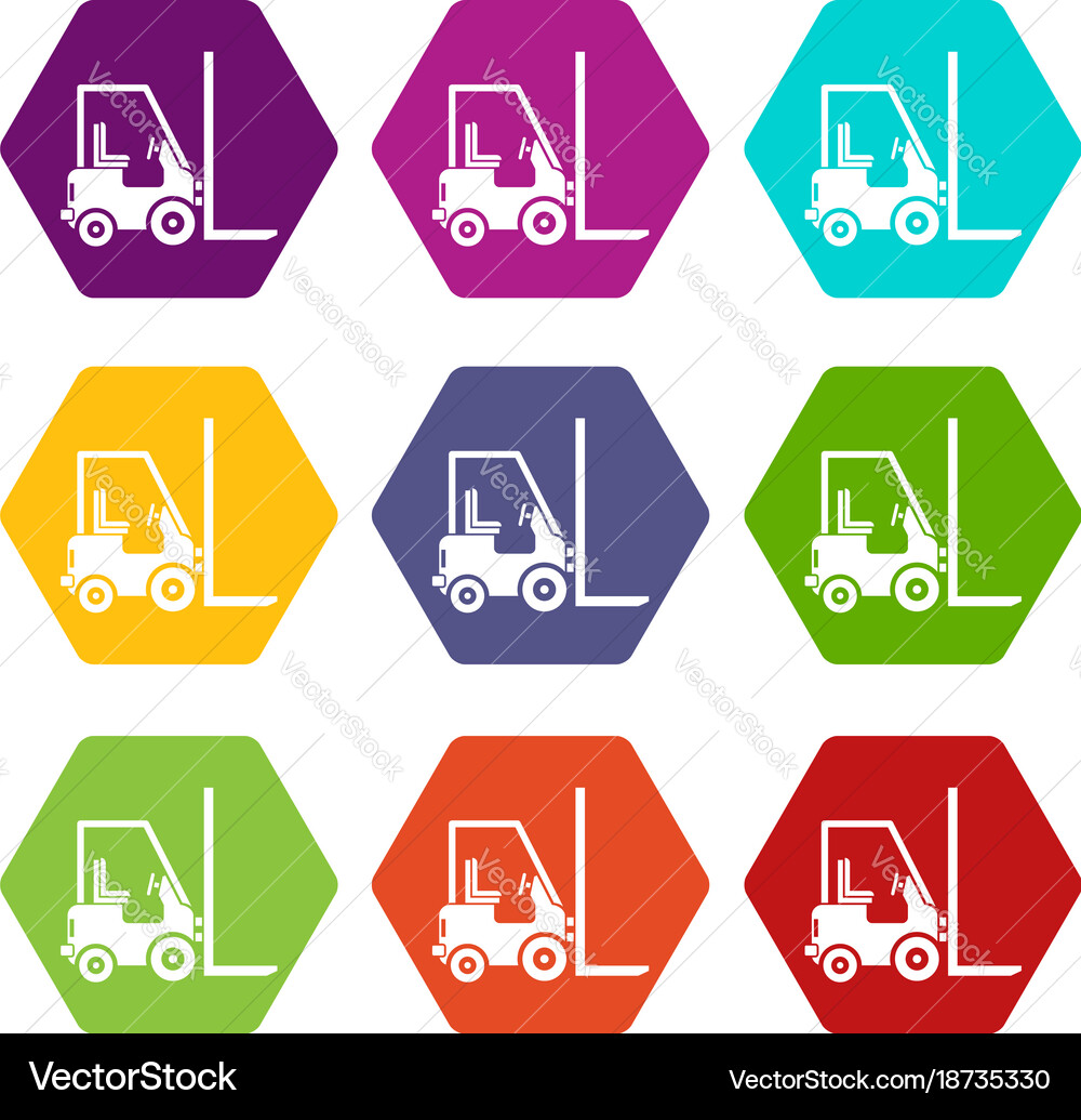 Stacker loader icon set color hexahedron Vector Image