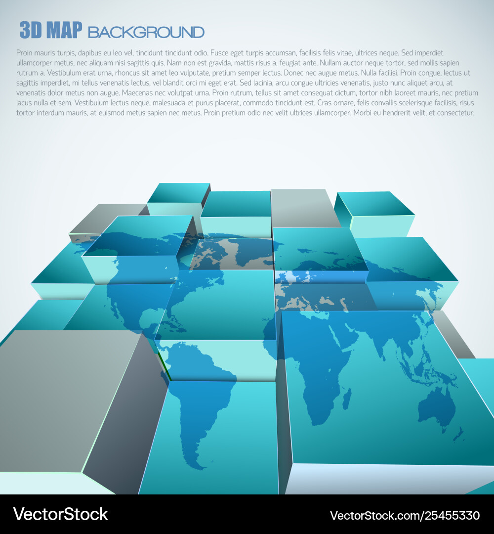 World map 3d abstract background vector image