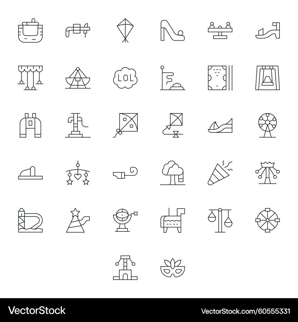 32 pixel optimized thin line icons from amusement Vector Image