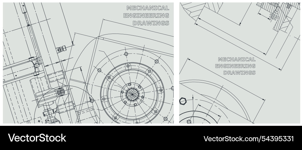 Blueprint set engine line drawing Blueprint set engine line drawing vector image