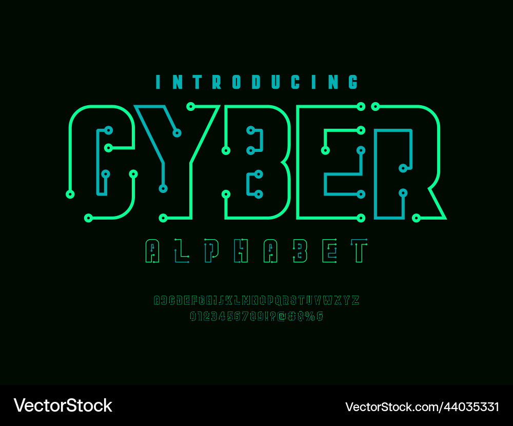 Circuit Board Font - Tech Alphabet vector image