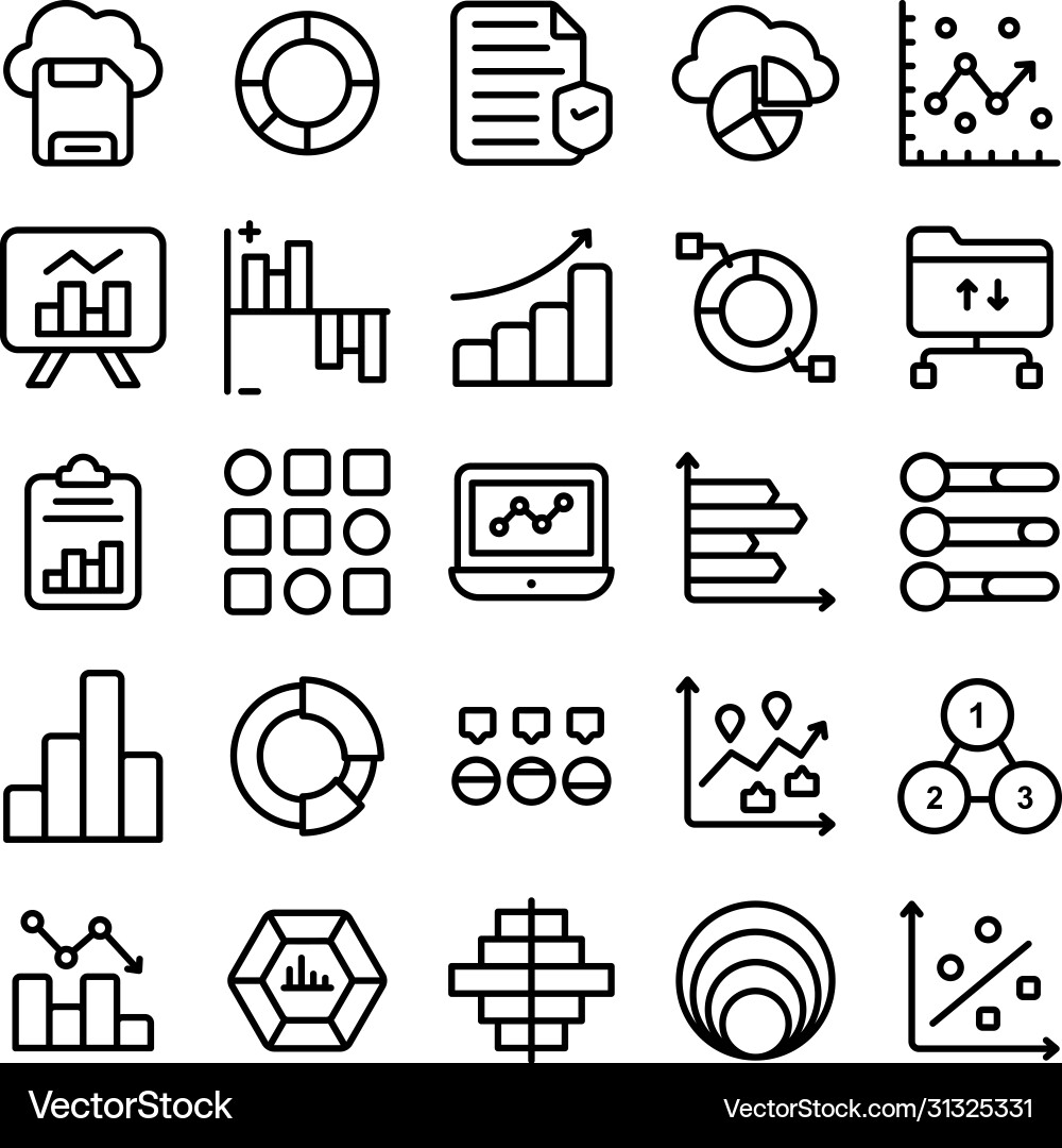 Data analytics and charts line icons set vector image