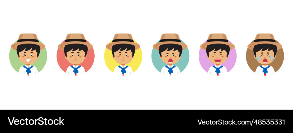 Dominican republic avatar with various expression Dominican republic avatar with various expression Vector Image