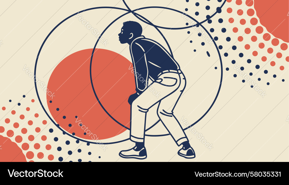Golfer in Action - Retro Style Vector Image