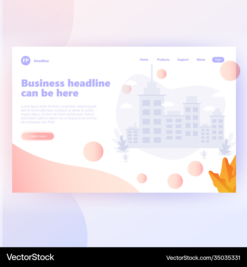 Landing page template with gradient modern webpage Landing page template with gradient modern webpage vector image