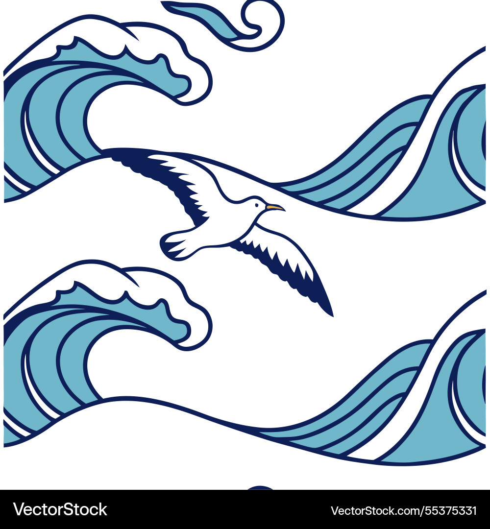 Modern summer waves seamless pattern with angular Modern summer waves seamless pattern with angular vector image