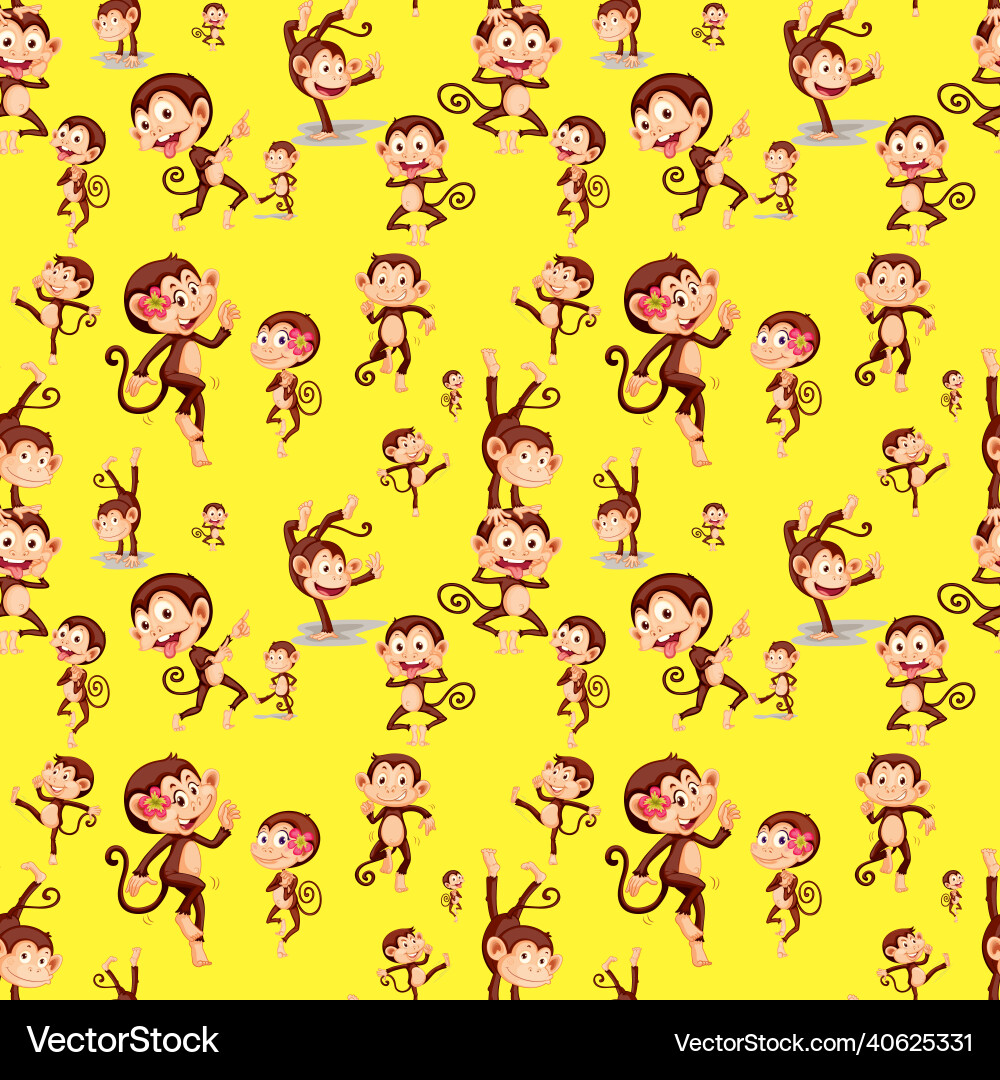 Monkey seamless pattern background Monkey seamless pattern background vector image