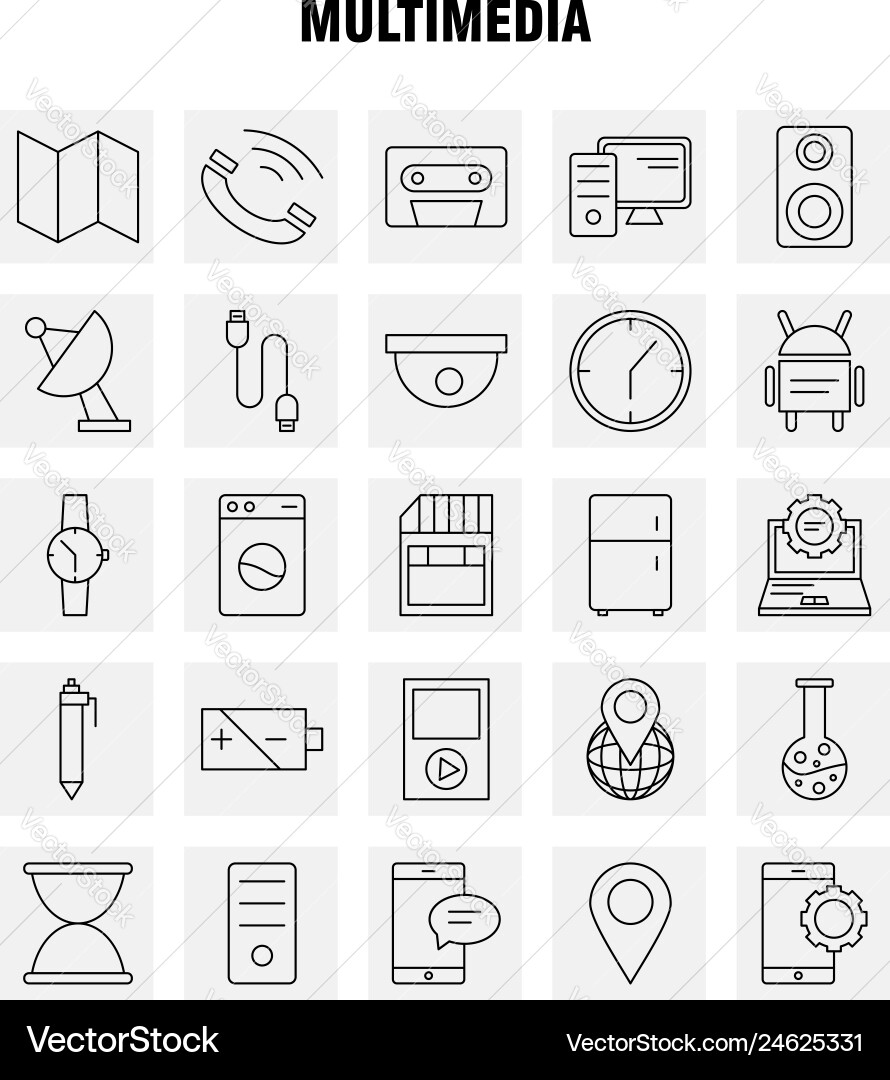 Multimedia Icon Set - Web, Mobile, Print Vector Image