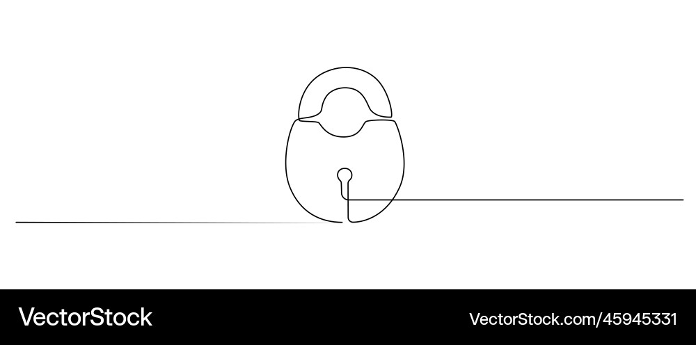 One continuous line drawing of padlock One continuous line drawing of padlock Vector Image