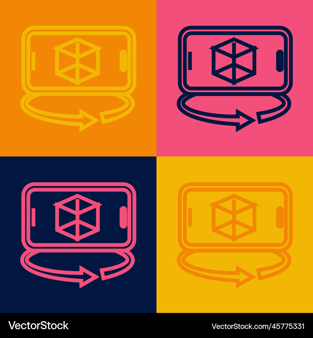 Pop art line 3d modeling icon isolated on color Vector Image