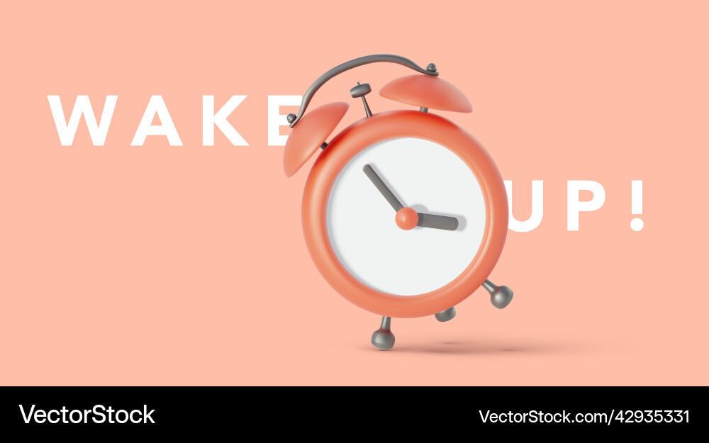 Red alarm clock isolated on white background wake Red alarm clock isolated on white background wake vector image