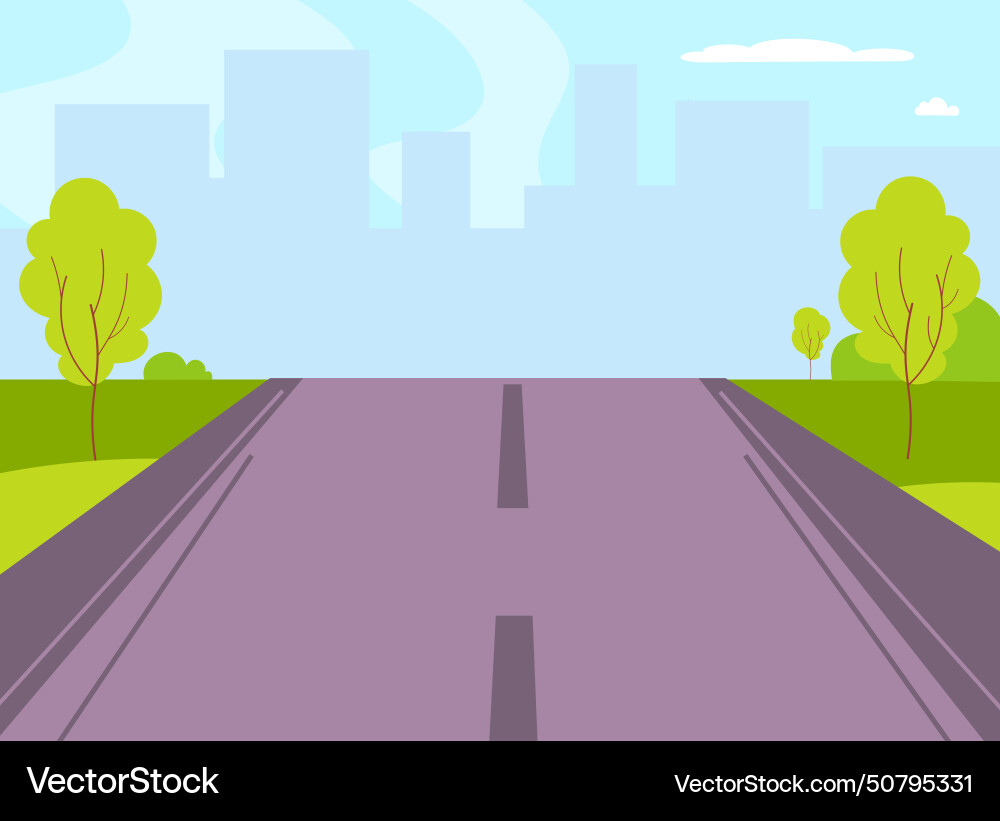 Road to city highway landscape empty way Vector Image