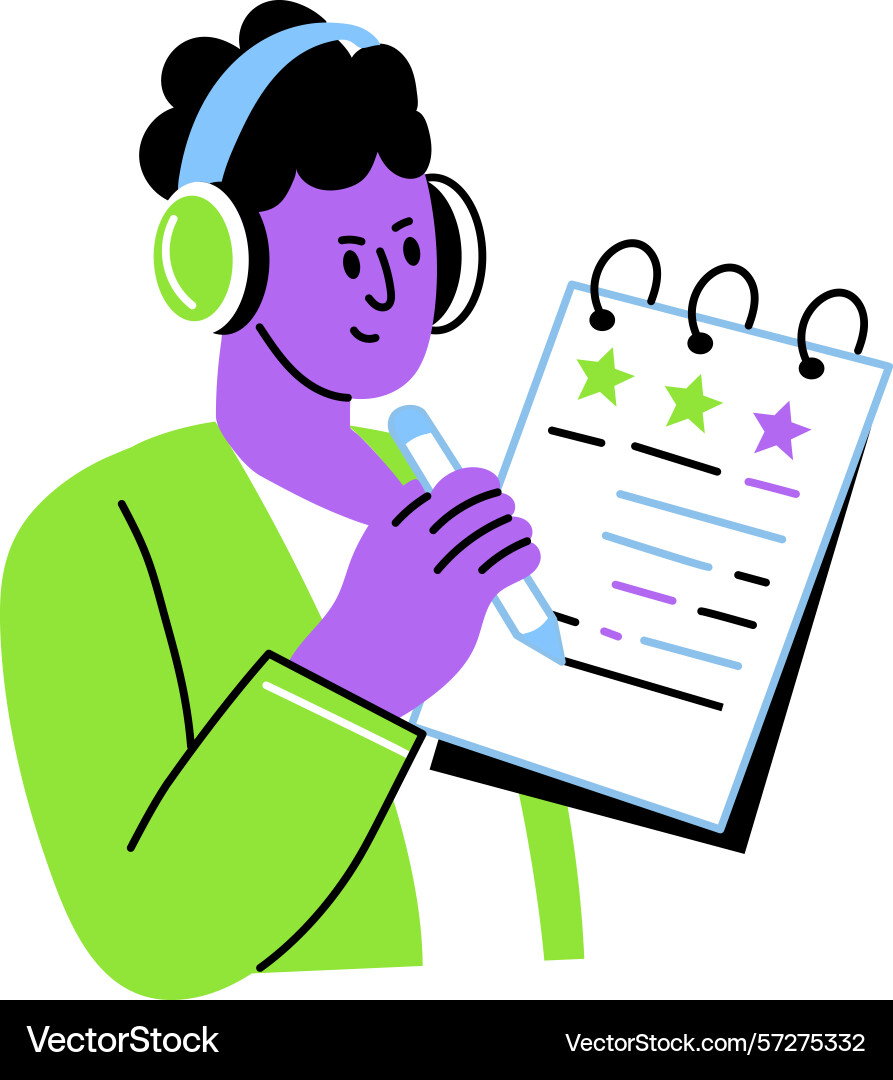 Flat showing a character using social Vector Image