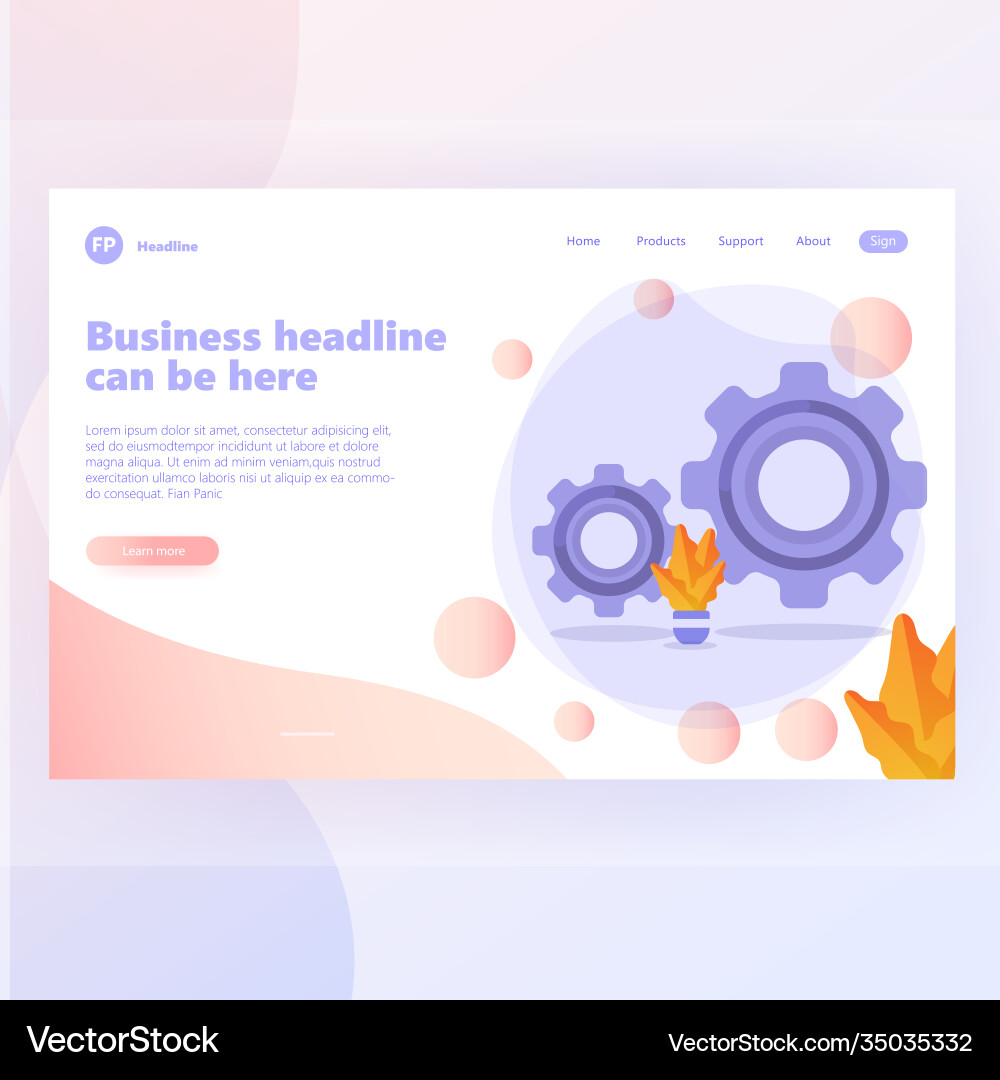 Landing page template with gradient modern webpage Landing page template with gradient modern webpage vector image