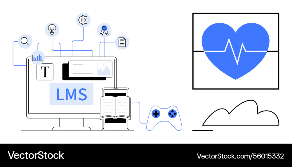 Learning management system tools with gamification Learning management system tools with gamification vector image