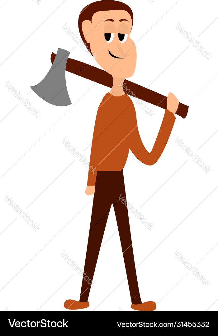 Man with ax on white background Vector Image