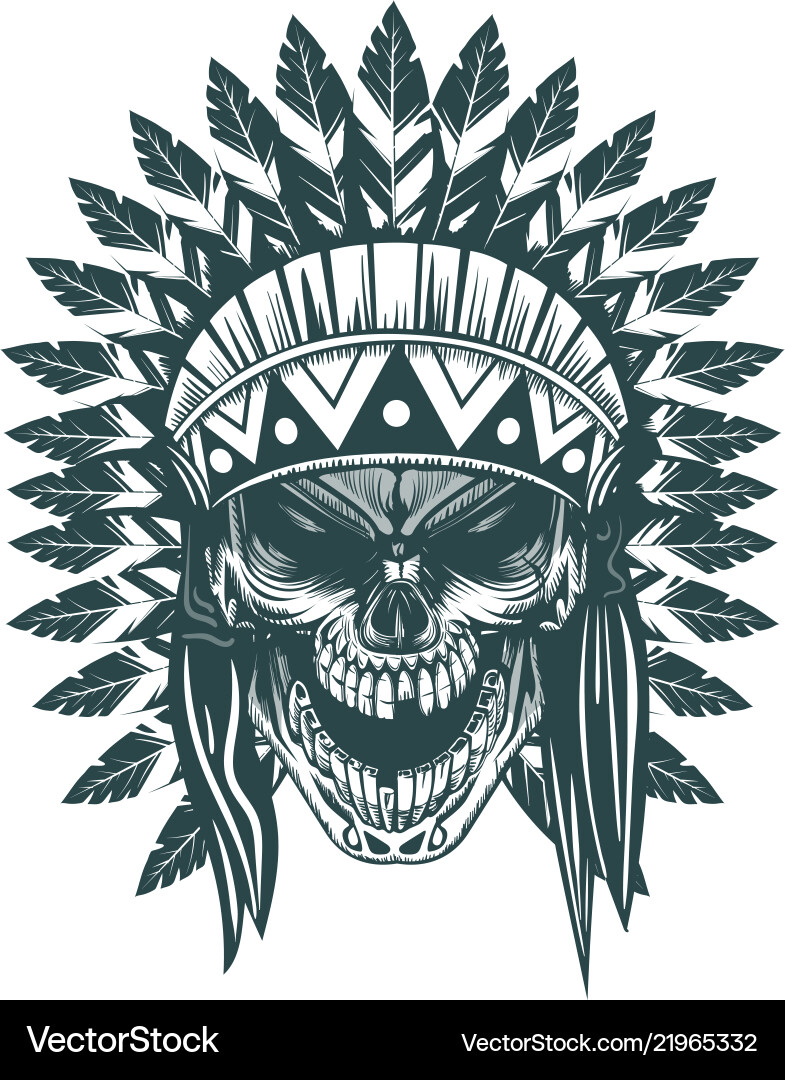Native American Skull Headdress Vector Image