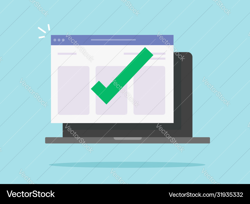 Notice message complete on website computer Vector Image