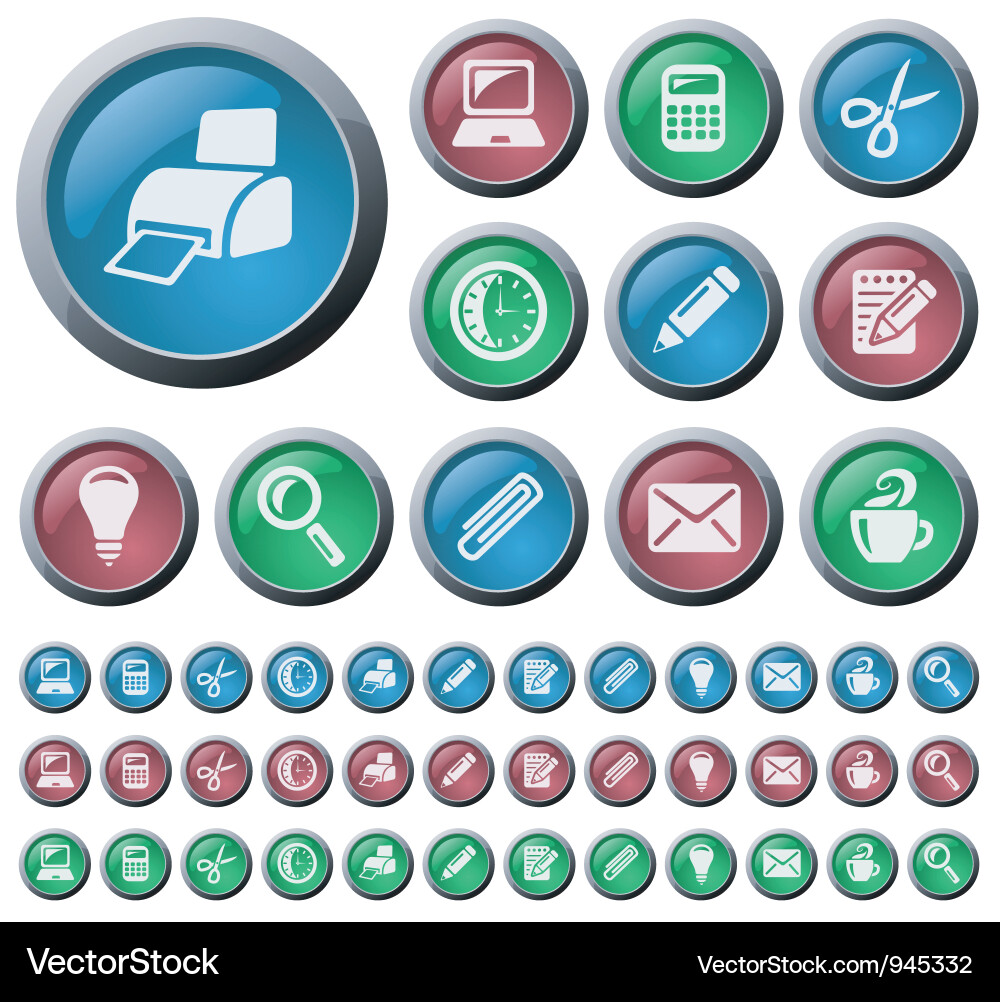 Office buttons Vector Image