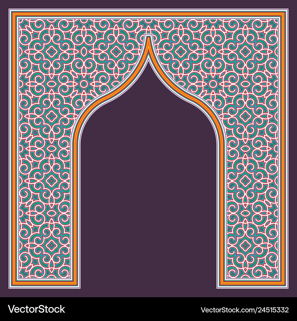 Patterned arched frame in arabic traditional Patterned arched frame in arabic traditional vector image