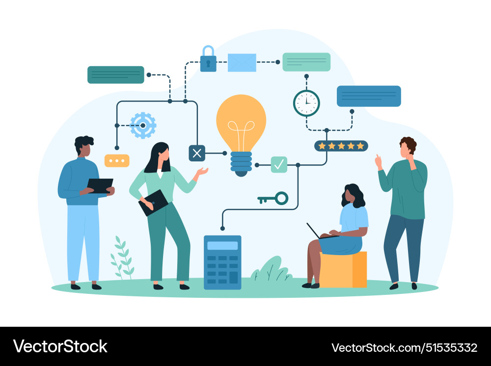 Planning business project using diagram tiny Planning business project using diagram tiny Vector Image