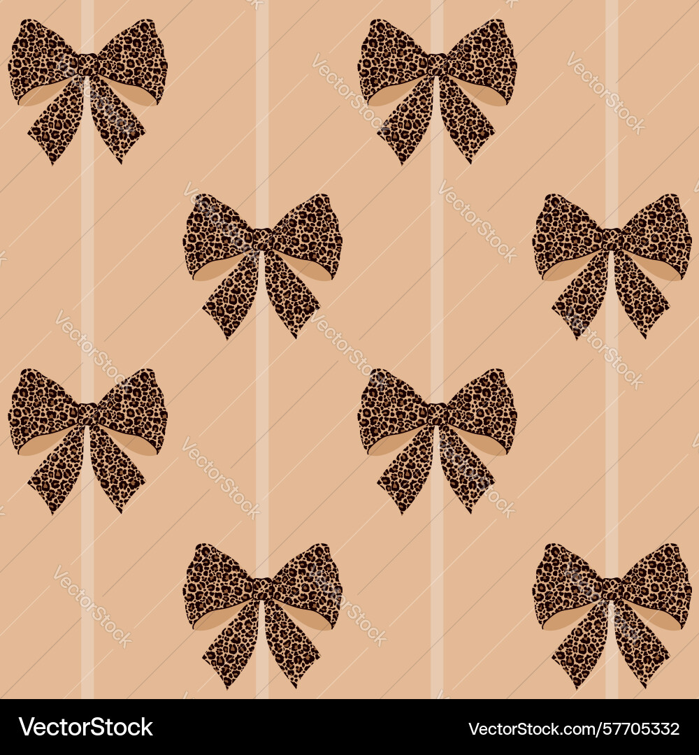 Seamless pattern of leopard print bows and stripes vector image