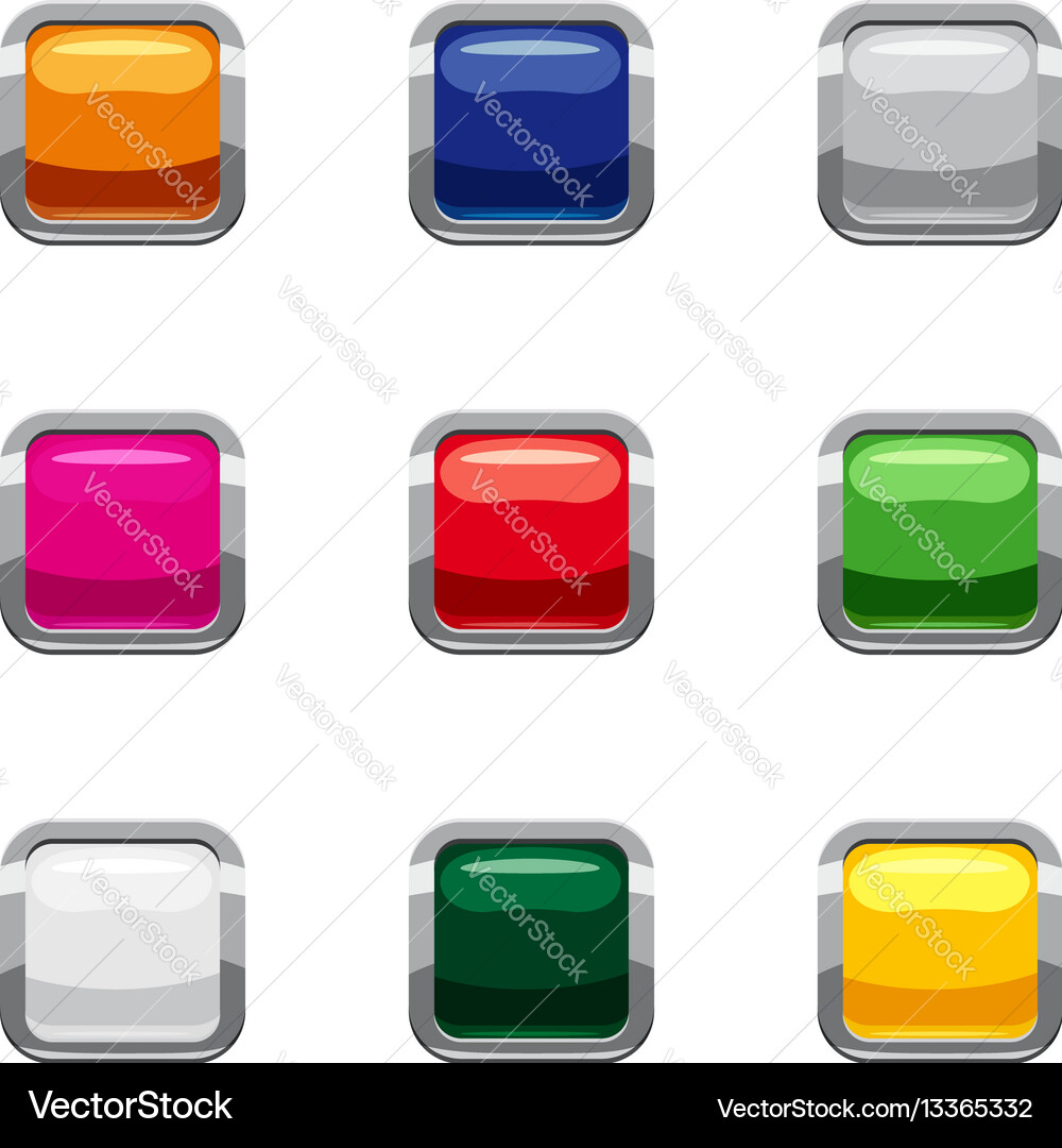 Select action with button icons set cartoon style vector image