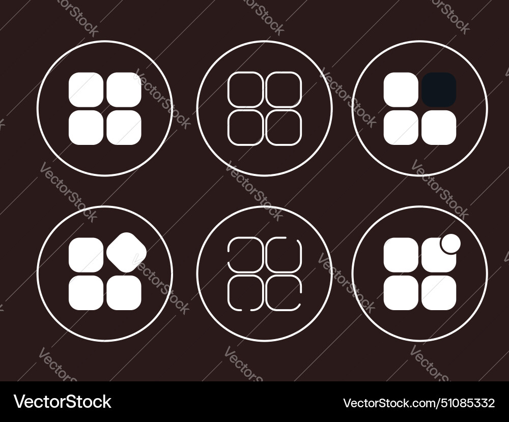 Set broken grid web ui hamburger menu bar flat ico vector image