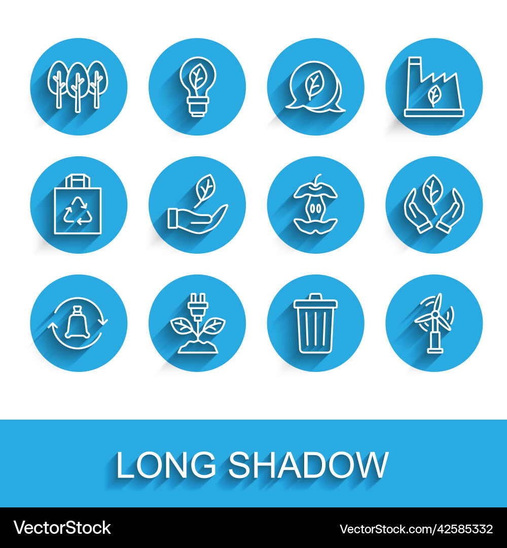 Set line garbage bag with recycle electric saving vector image
