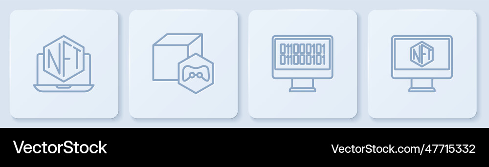 Set line laptop with art store app binary code Set line laptop with art store app binary code vector image