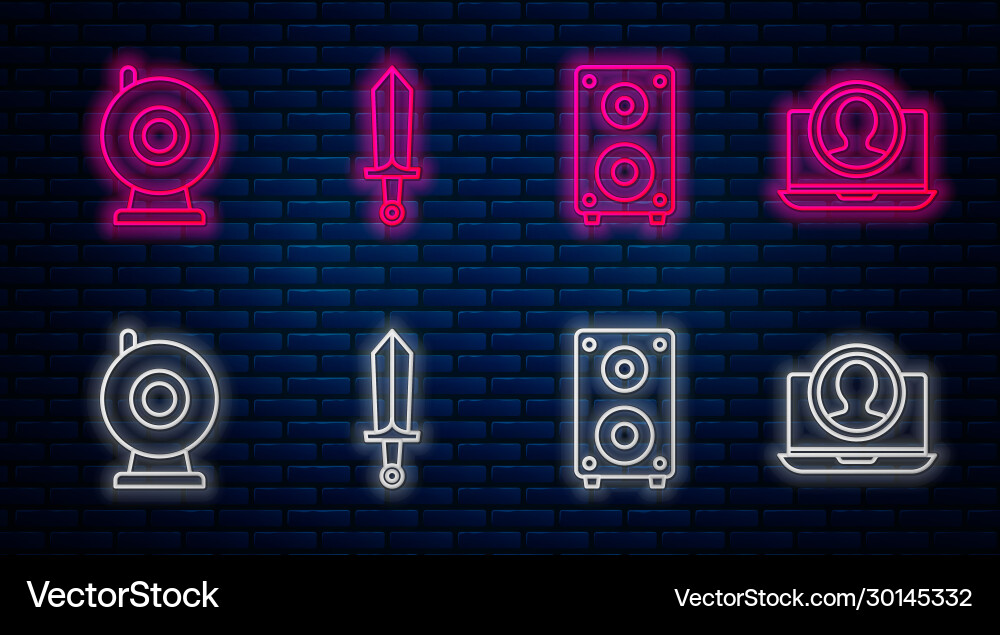 Set line sword for game stereo speaker web Set line sword for game stereo speaker web vector image