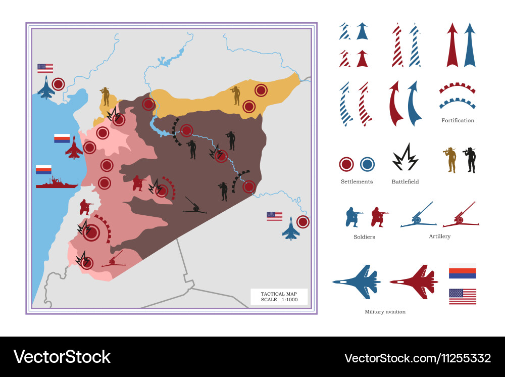 Syria Military Tactical Map Vector Image