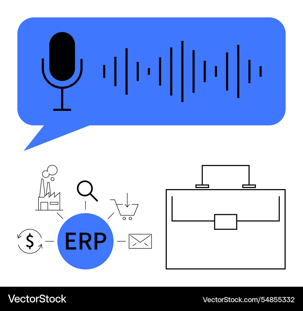Voice command erp system with business workflow Voice command erp system with business workflow vector image