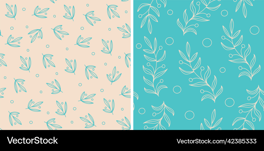 A set of two patterns from leaves and twigs Vector Image