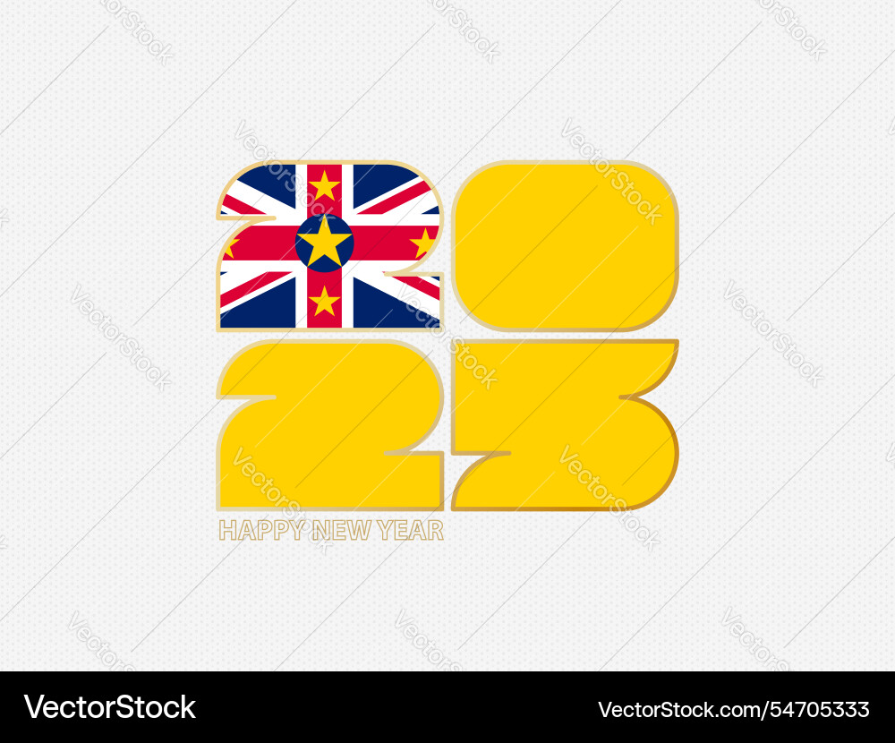Abstract numbers 2025 with flag of niue Vector Image