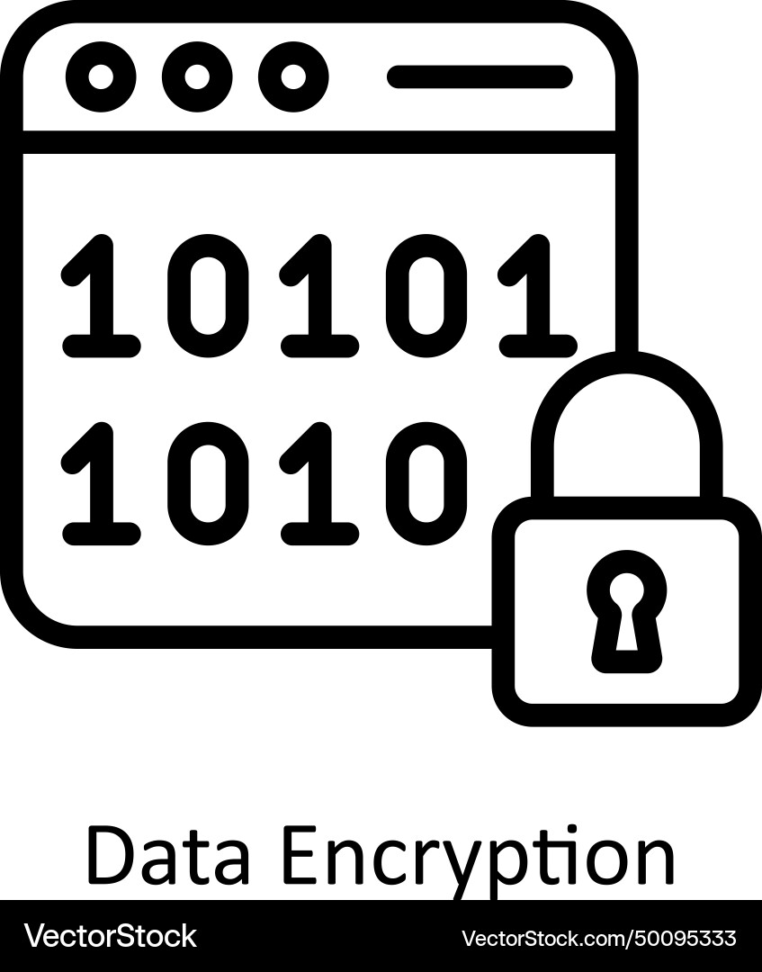 Data encryption outline icon style vector image