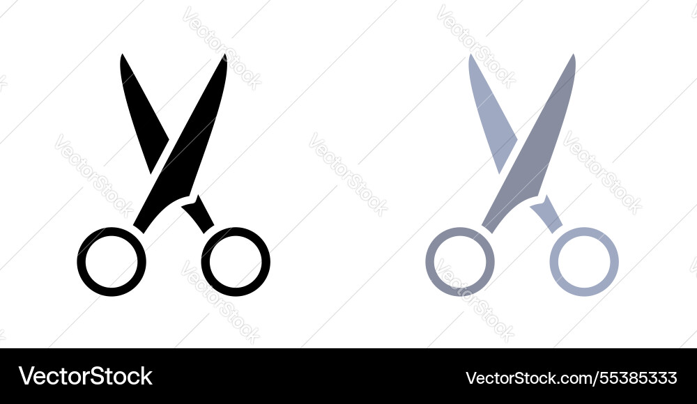 Scissors icons pack in black and colored version Vector Image