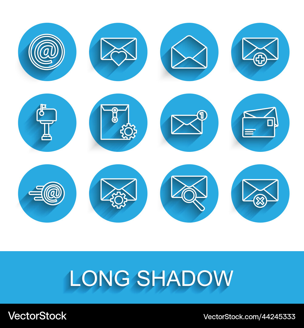 Set line mail and e-mail envelope setting vector image