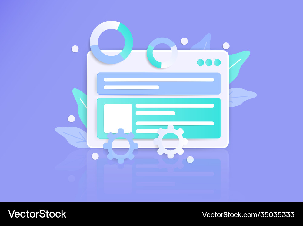Setting menu 3d modern awesome flat landing page Vector Image