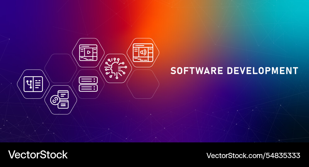 Software development service gradient header Software development service gradient header vector image