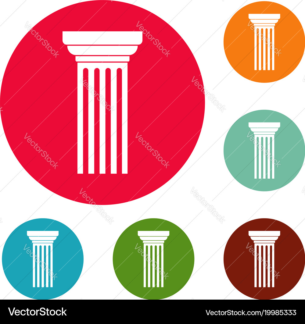 Triangular column icons circle set Vector Image